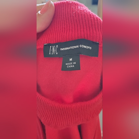 INC INTERNATIONAL CONCEPTS RED SCOOP CUTOUT MOCK-NECK SWEATER MEDIUM - Picture 2 of 8